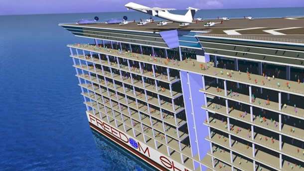 ABD'nin Florida eyaletinde bulunan bir gemi yapım firması, 50 bin kişiye ev sahipliği yapacak ve yılın 365 günü bütün dünyayı dolaşacak 'Yüzen şehir' yapacak.