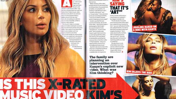 Ermeni asıllı Amerikalı yıldız Kim Kardashian'ın şarkıcı sevgilisi Kanye West ile çektiği yeni video klip, izleyenler tarafından porno film olarak tanımlanınca; ailesi 'X-rated' filmi yasaklatmak için devreye girdi.