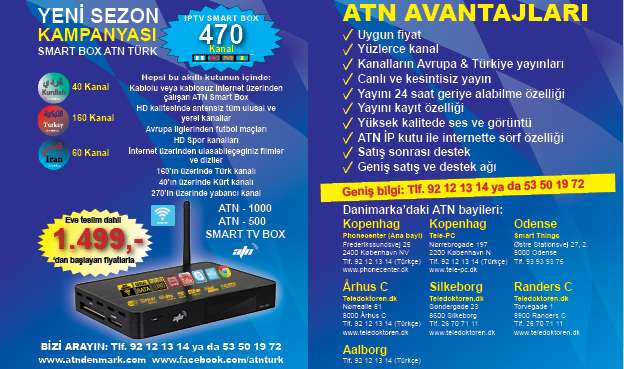 Danimarka'nın önde gelen IPTV yayıncılarından ATN Türk, yeni sezona yönelik yeni kampanyasını duyurdu.