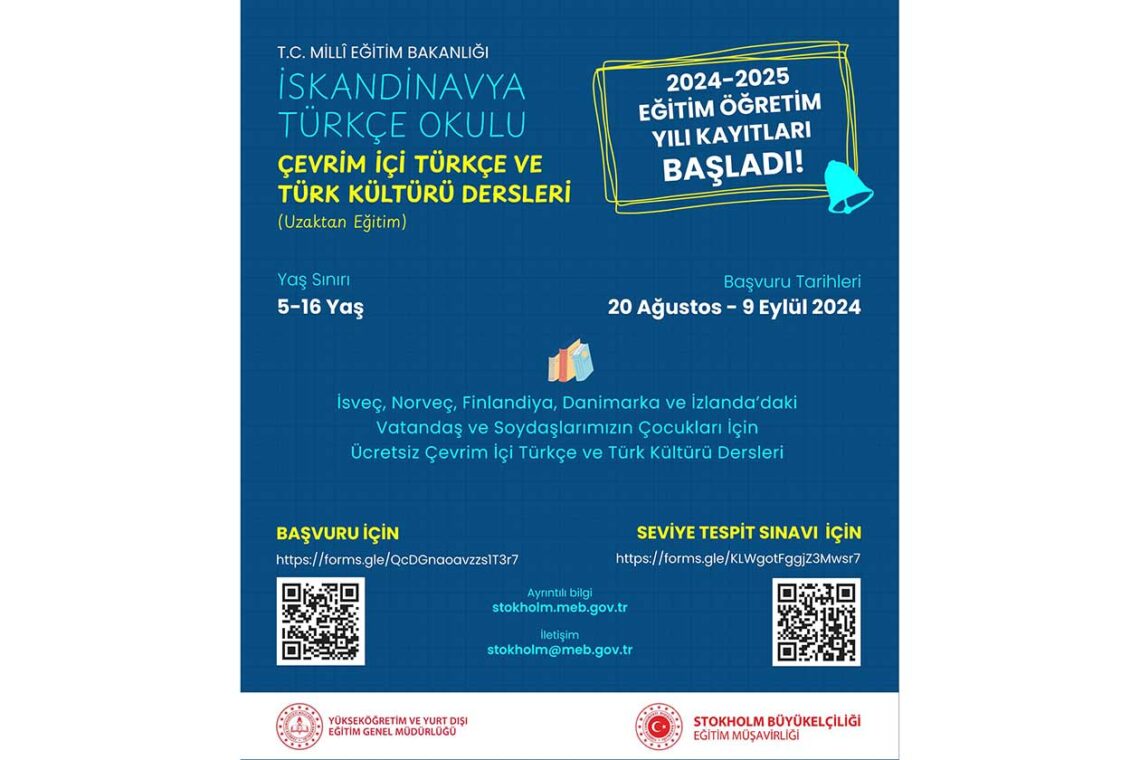 İskandinavya Türkçe Okulu’nda son kayıt tarihi: 9 Eylül